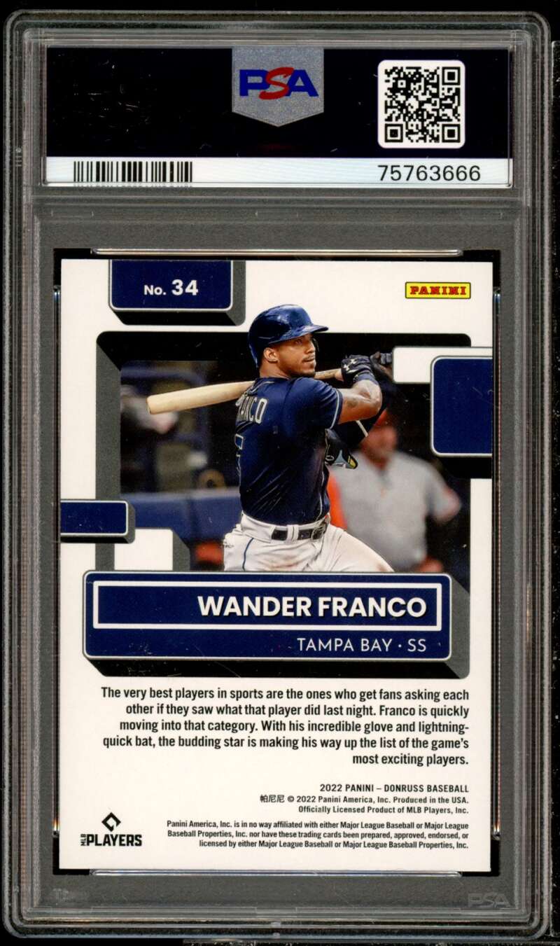 Wander Franco Rookie Card 2022 Donruss #34 PSA 10 Image 2