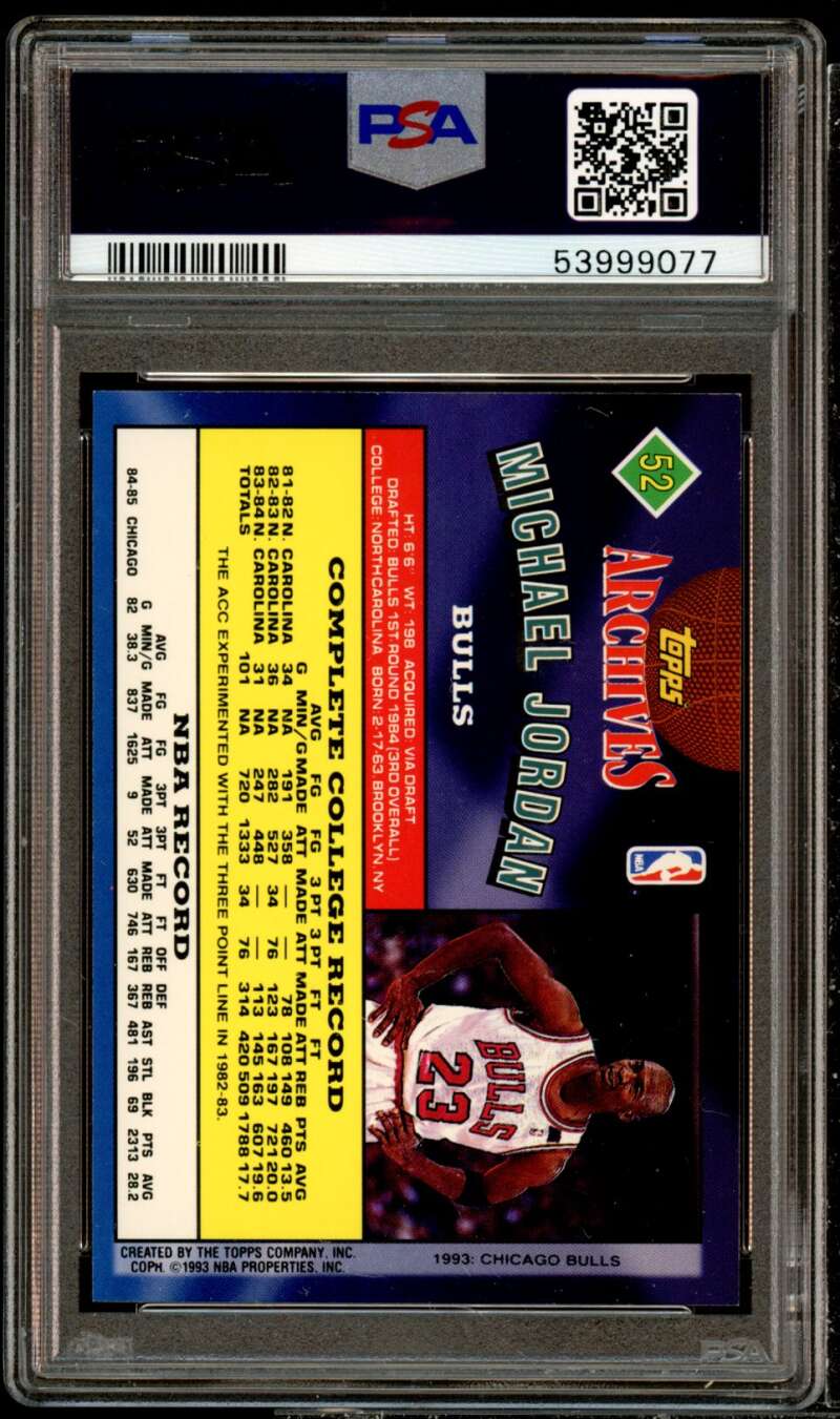 Michael Jordan Card 1992-93 Topps Archives #52 PSA 9 Image 2