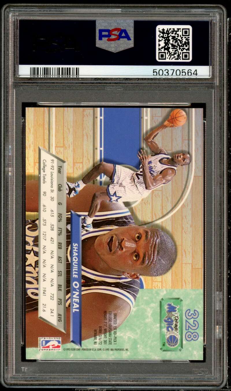 Shaquille O'Neal Rookie Card 1992-93 Ultra #328 PSA 10 Image 2