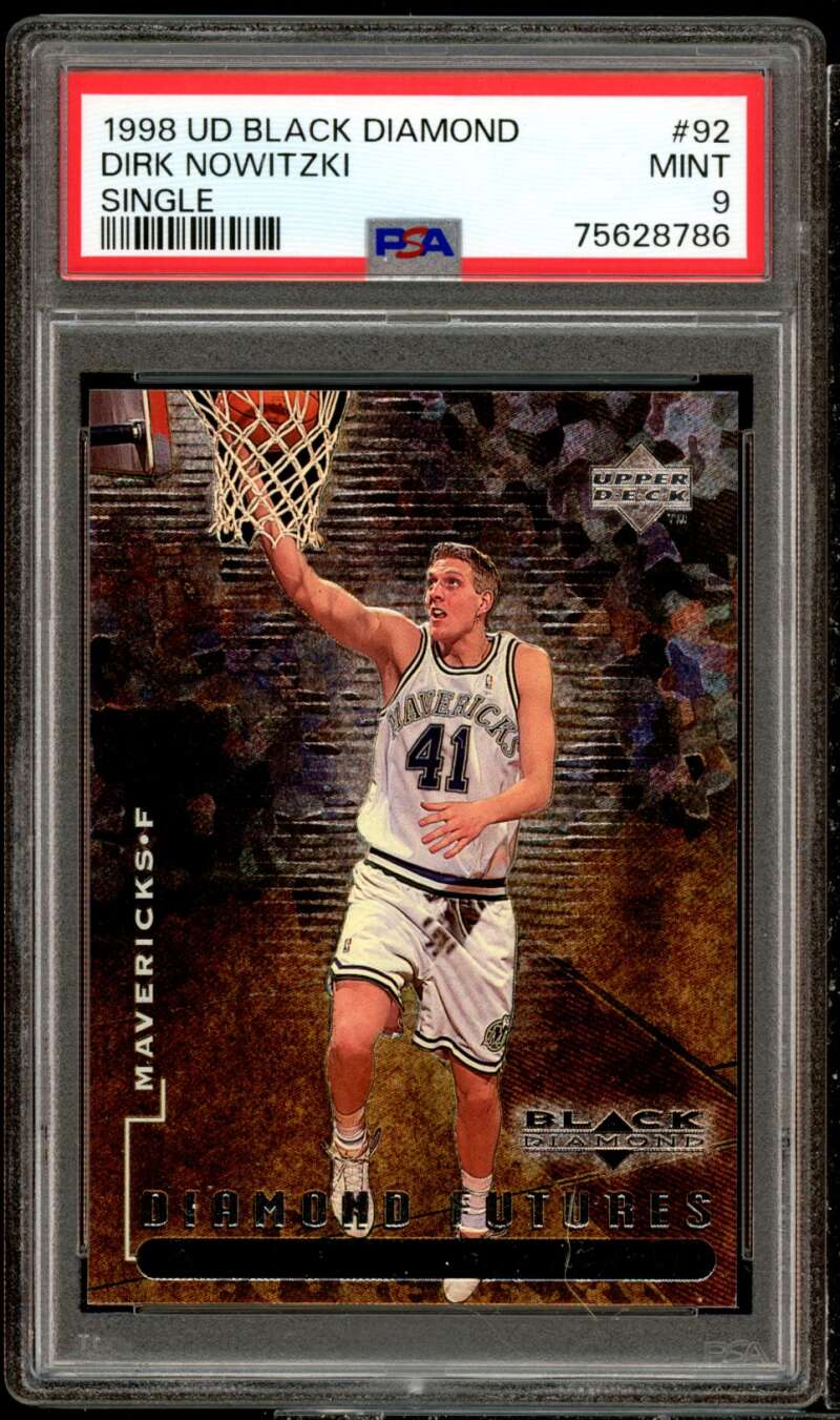 Dirk Nowitzki Rookie Card 1998-99 UD Black Diamond #92 PSA 9 Image 1