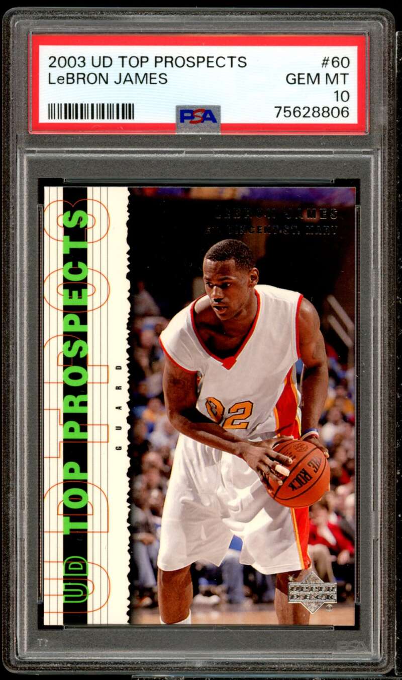 LeBron James Rookie Card 2003-04 UD Top Prospects #60 PSA 10 Image 1