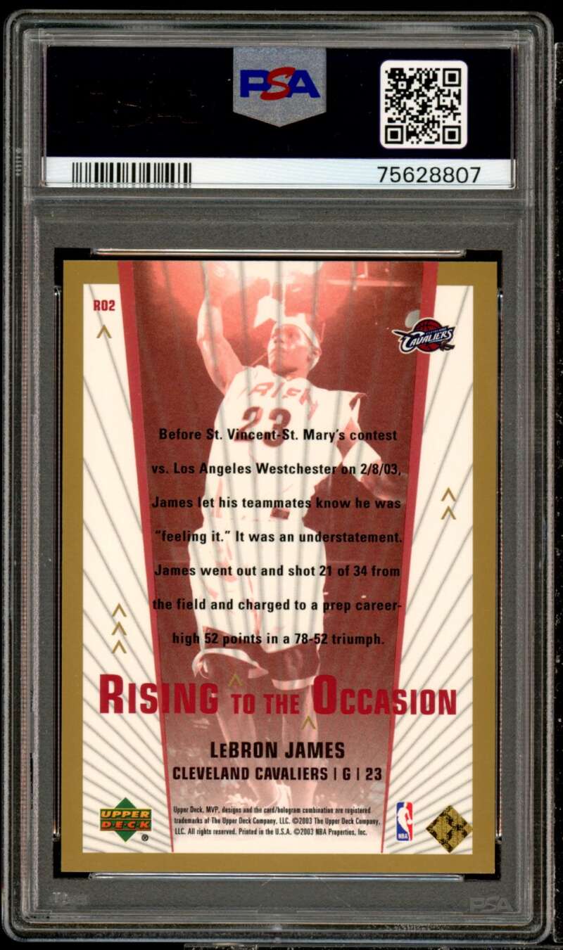 Lebron James Rookie Card 2003-04 UD MVP Rising To The Occasion #ro2 PSA 9 Image 2