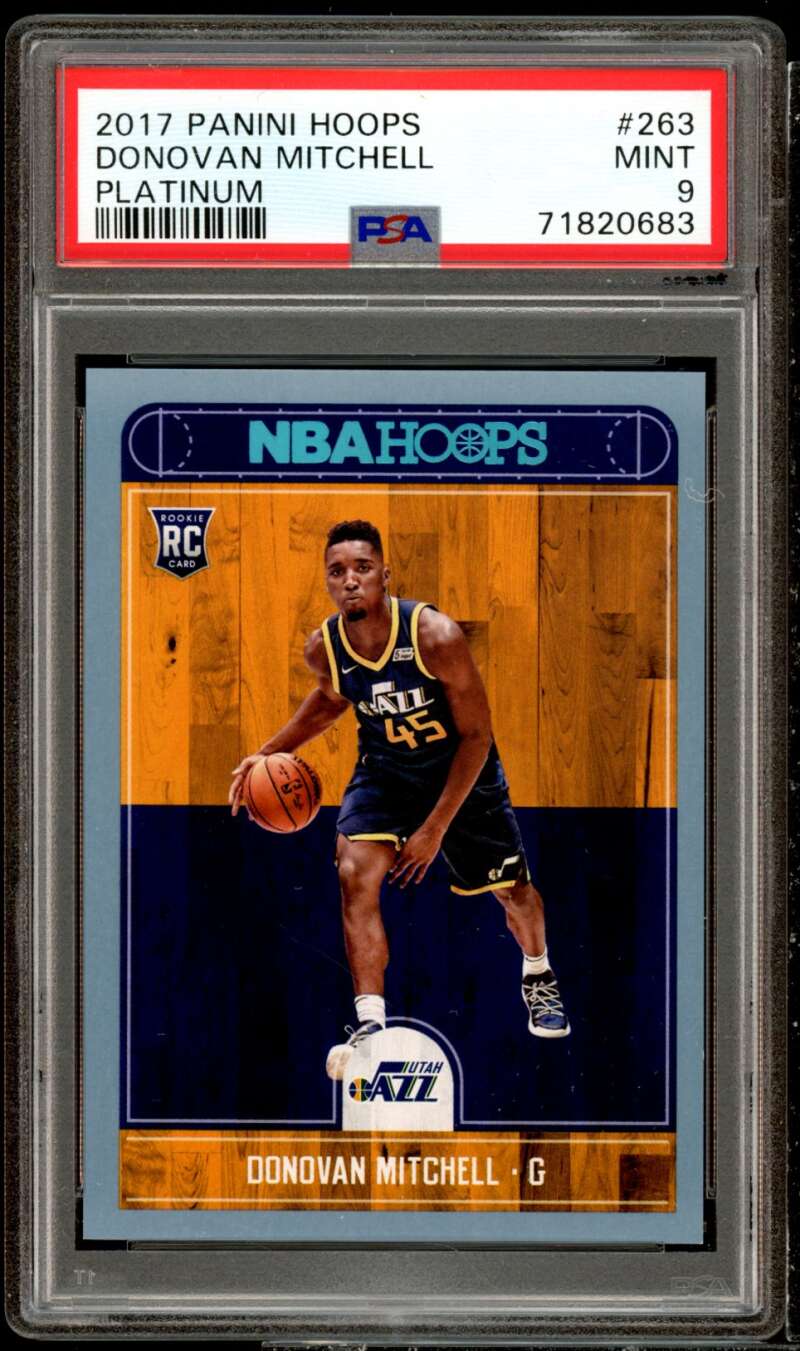 Donovan Mitchell Rookie Card 2017-18 Panini Hoops Platinum #263 PSA 9 Image 1