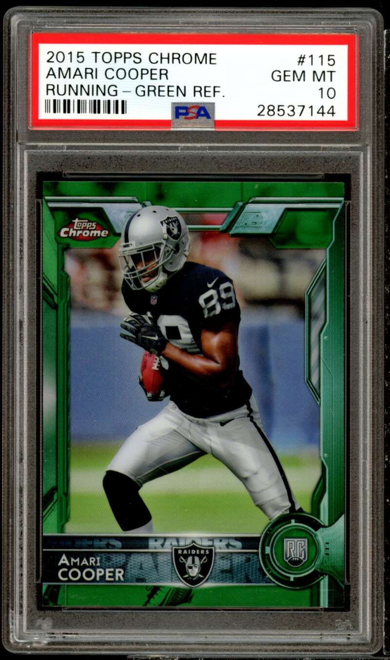 Amari Cooper Rookie Card 2015 Topps Chrome Green Refractor #115 PSA 10 Image 1