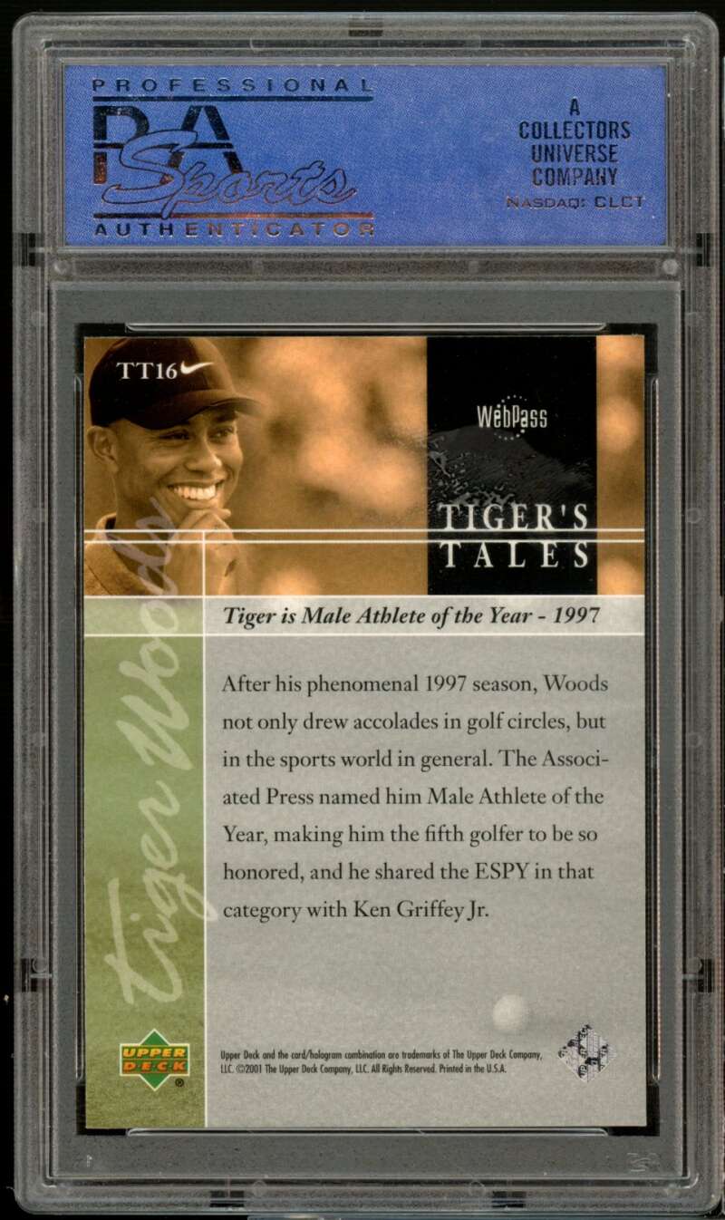 Tiger Woods Rookie Card 2001 Upper Deck Golf Tiger's Tales #tt16 PSA 9 Image 2