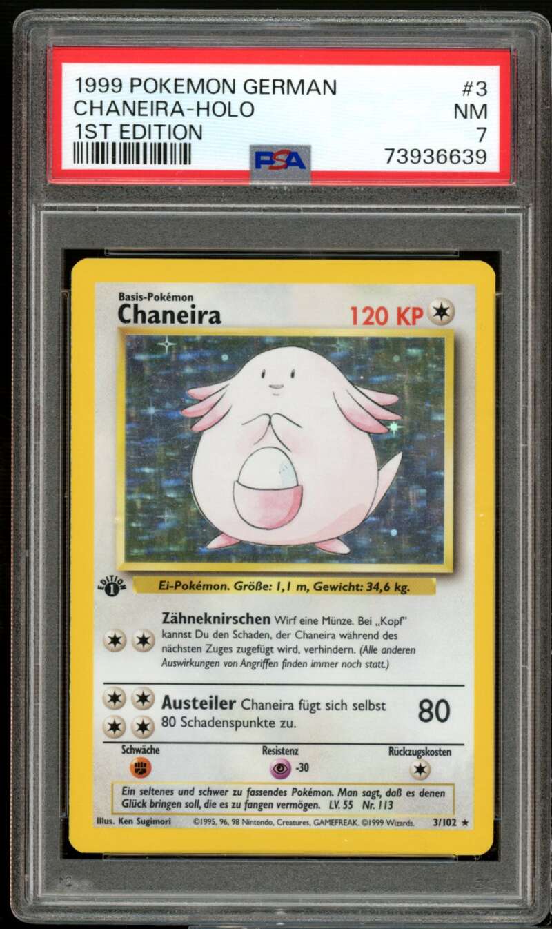 Pokemon Card 1999 Pokemon German Chaneira-Holo 1st Edition #3 PSA 7 Image 1