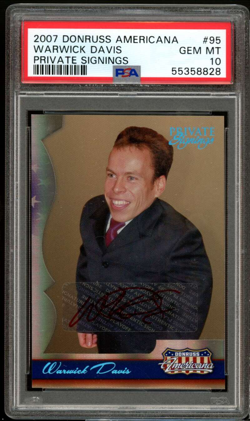 Warwick Davis Card 2007 Donruss Americana Private Signings #95 (pop 1) PSA 10 Image 1