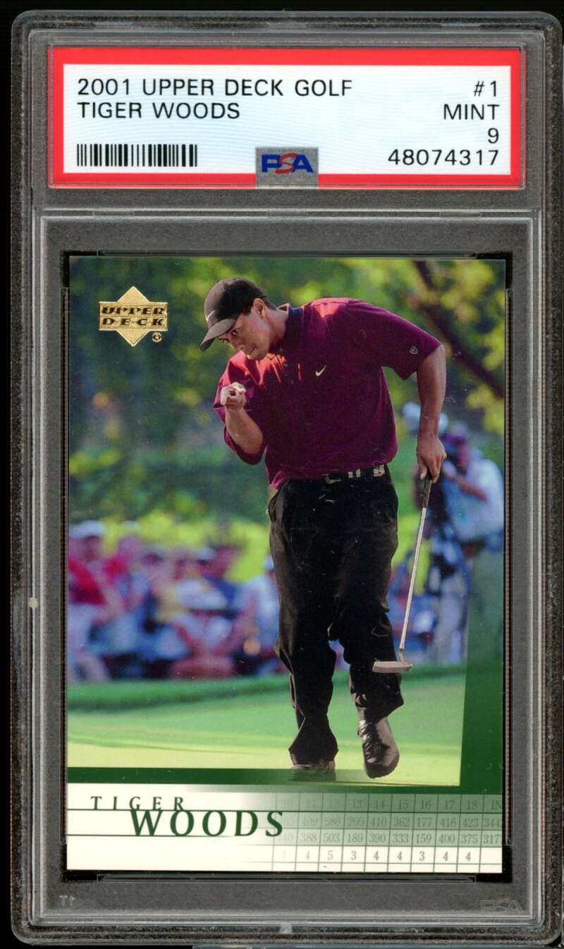 Tiger Woods Golf Rookie Card 2001 Upper Deck Golf #1 PSA 9 Image 1