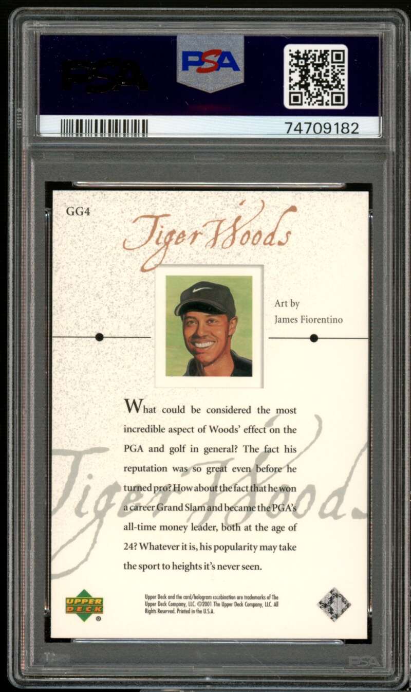 Tiger Woods Rookie Card 2001 Upper Deck Golf Gallery #gg4 PSA 9 Image 2