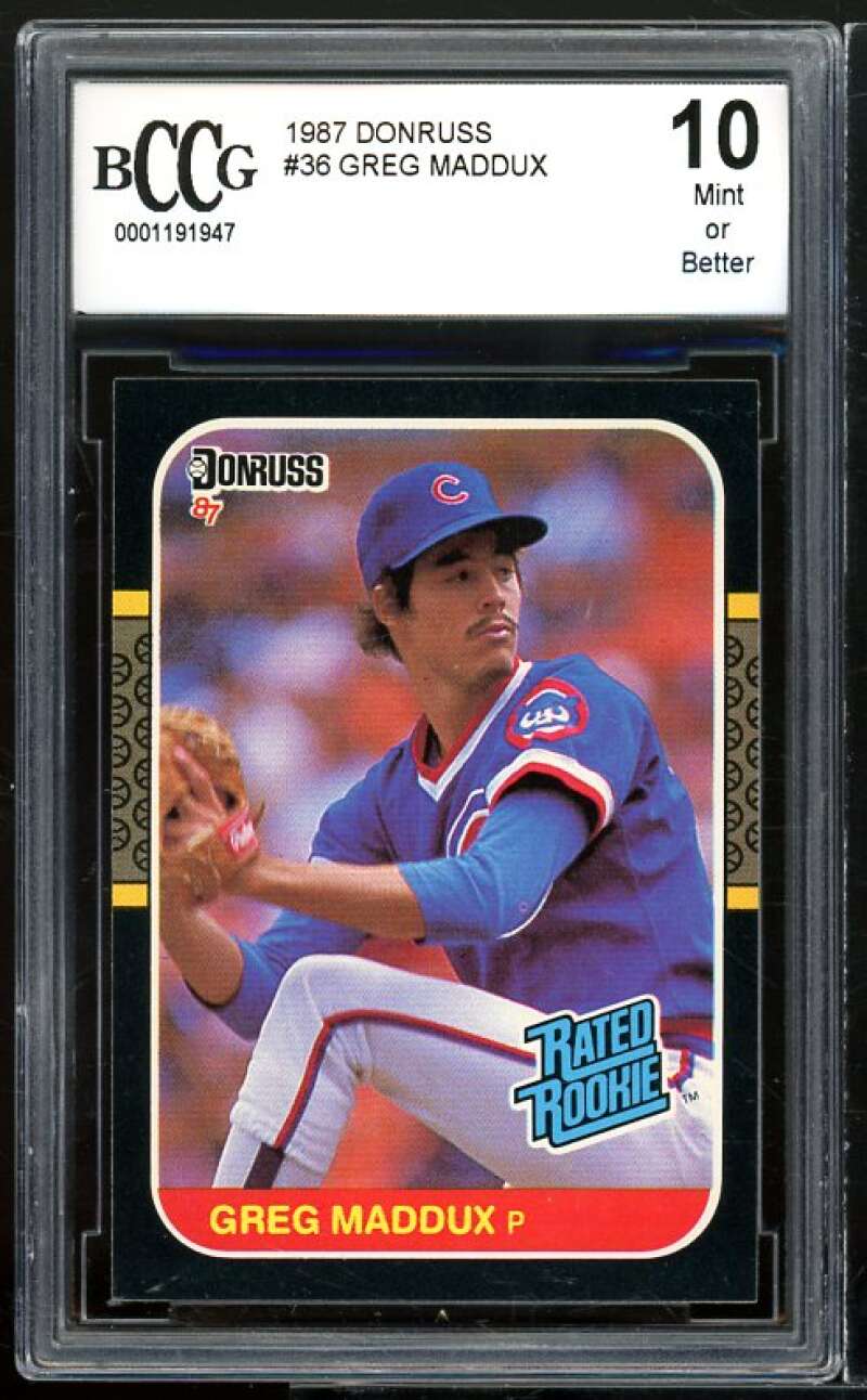 1987 Donruss #36 Greg Maddux Rookie Card BGS BCCG 10 Mint+ Image 1