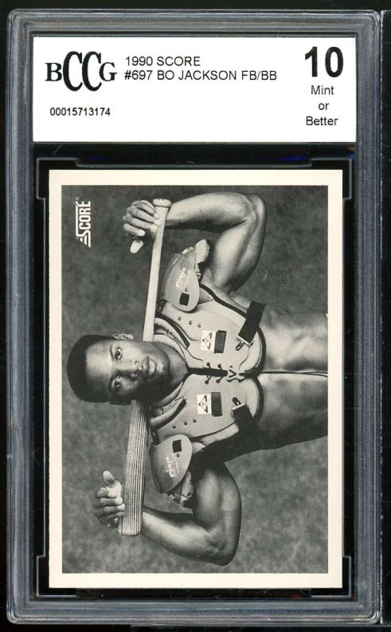 1990 Score #697 Bo Jackson FB/BB Card BGS BCCG 10 Mint+ Image 1