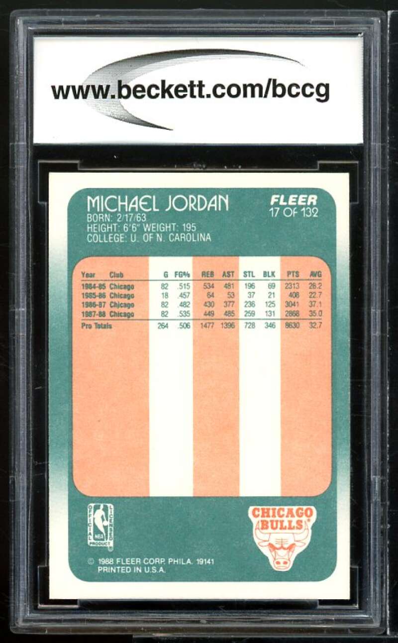 1988-89 Fleer #17 Michael Jordan BGS BCCG 9 Near Mint+ Image 2