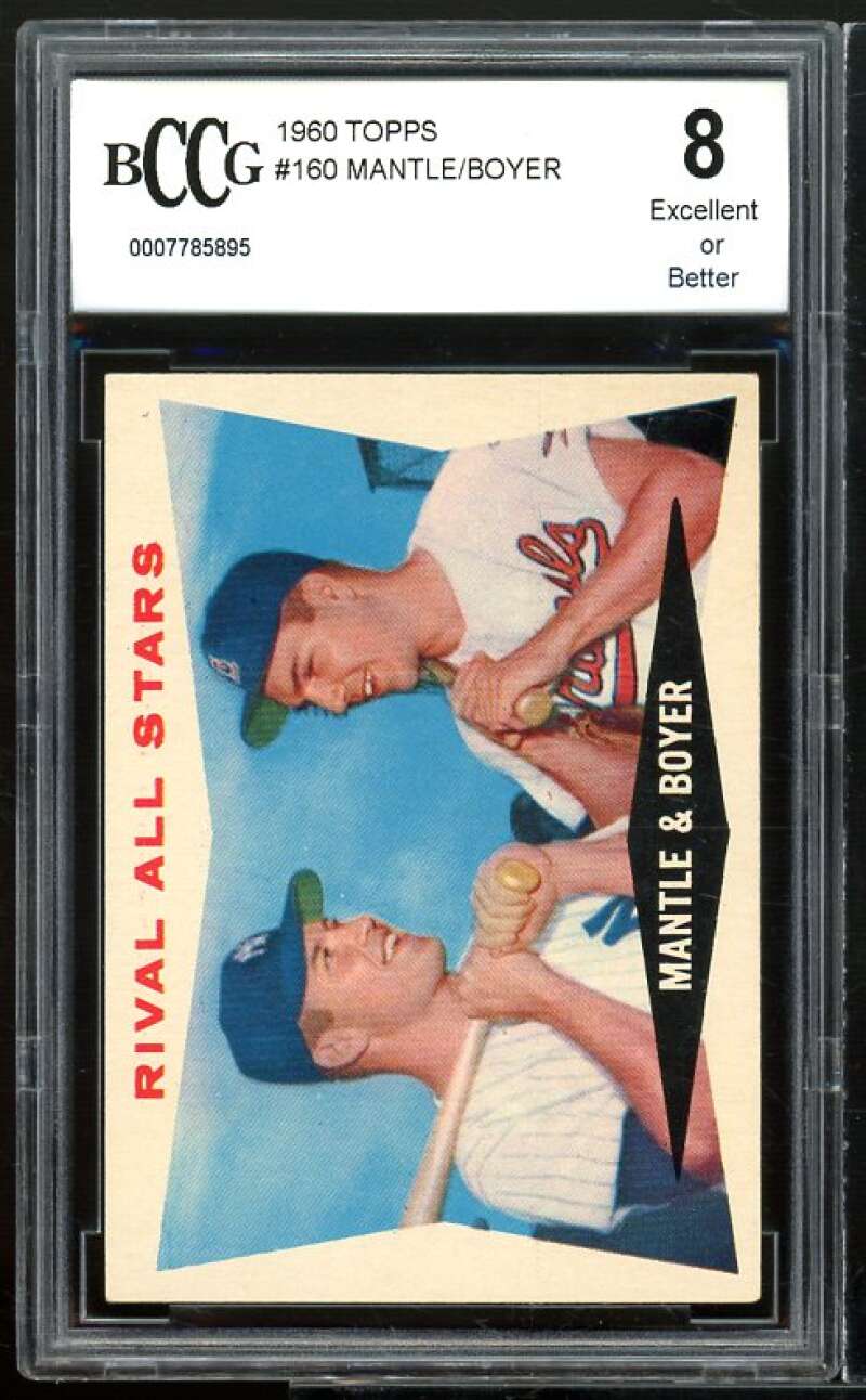 1960 Topps #160 Ken Boyer / Mickey Mantle Rival All Stars BGS BCCG 8 Excellent+ Image 1