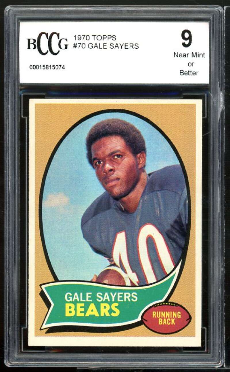 1970 Topps #70 Gale Sayers Card BGS BCCG 9 Near Mint+ Image 1