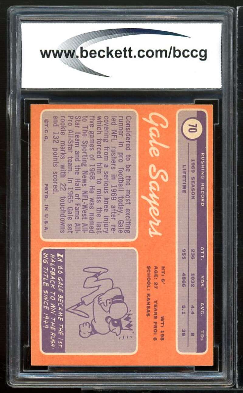 1970 Topps #70 Gale Sayers Card BGS BCCG 9 Near Mint+ Image 2