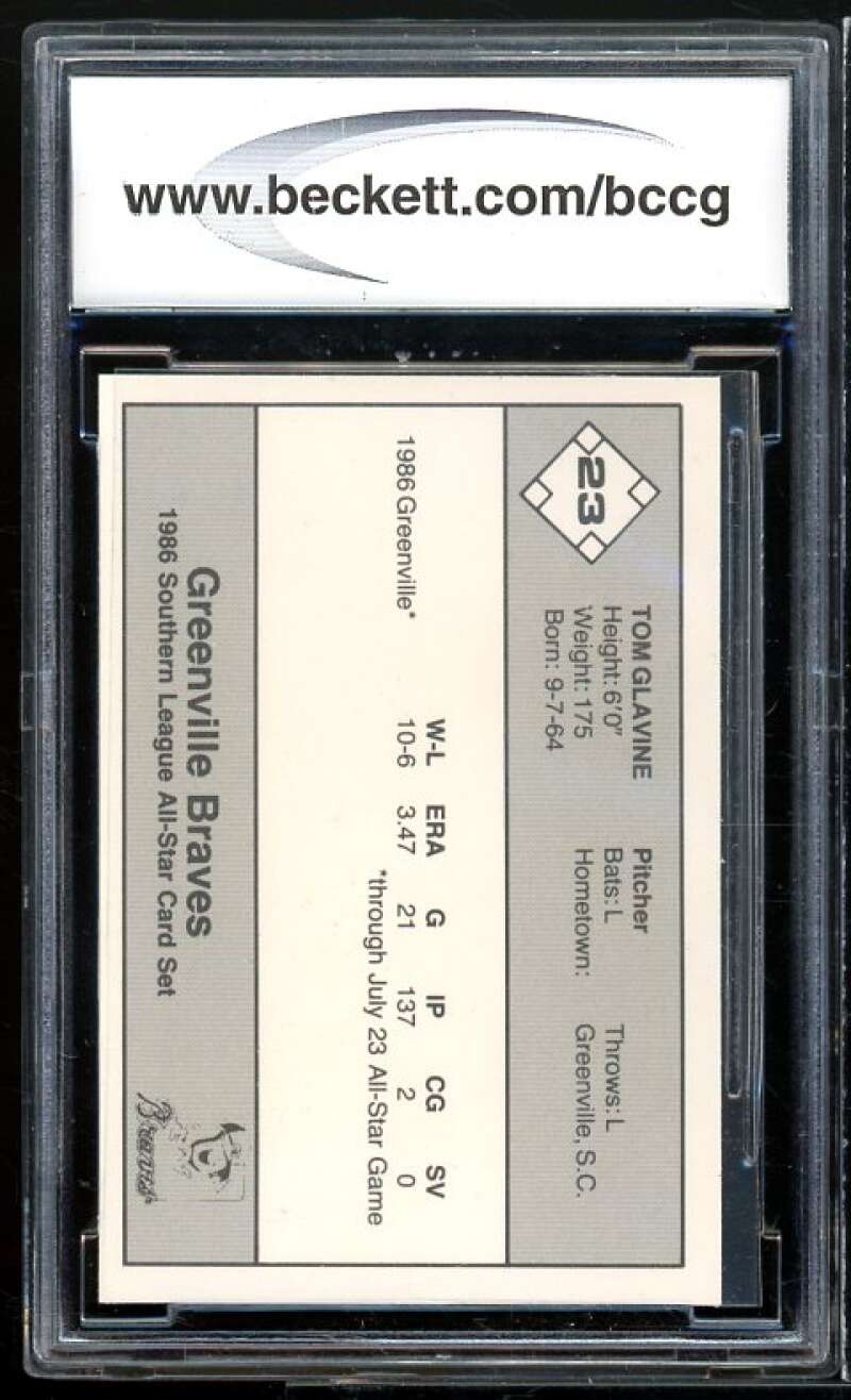 1986 Southern League All-Stars Jennings #23 Tom Glavine Rookie BGS BCCG 10 Mint+ Image 2