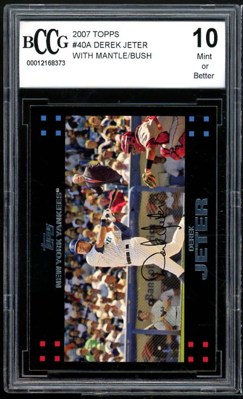 2007 Topps #40a Derek Jeter /Mickey Mantle / George Bush Card BGS BCCG 10 Mint+ Image 1