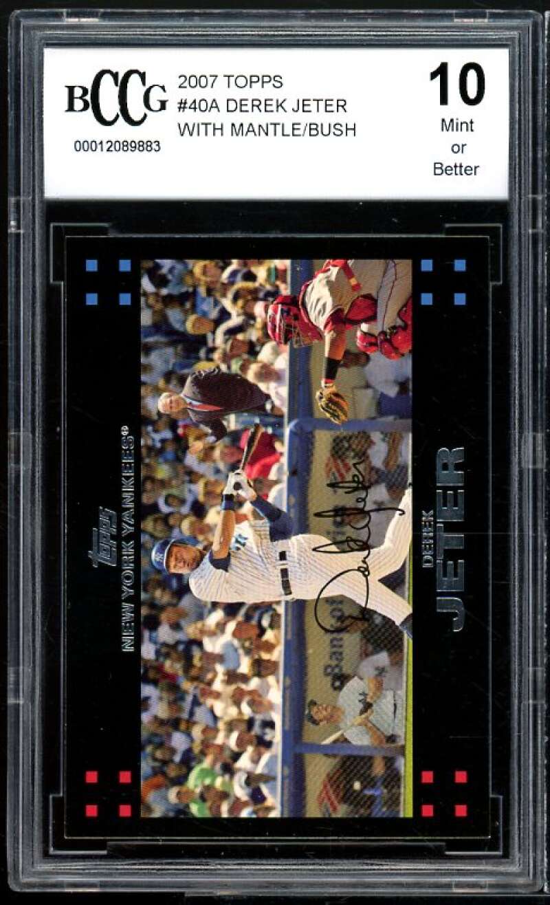 2007 Topps #40a Derek Jeter /Mickey Mantle / George Bush Card BGS BCCG 10 Mint+ Image 1