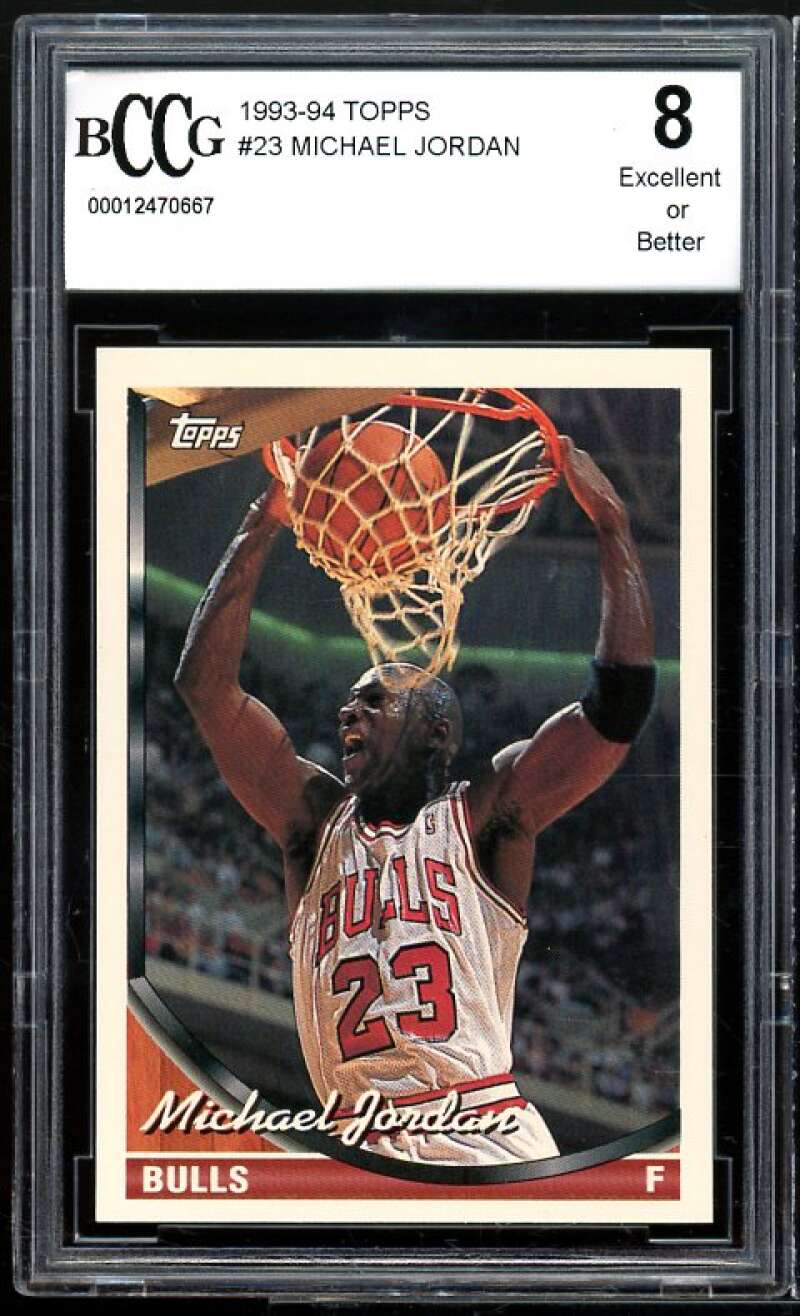 1993-94 Topps #23 Michael Jordan Card BGS BCCG 8 Excellent+ Image 1