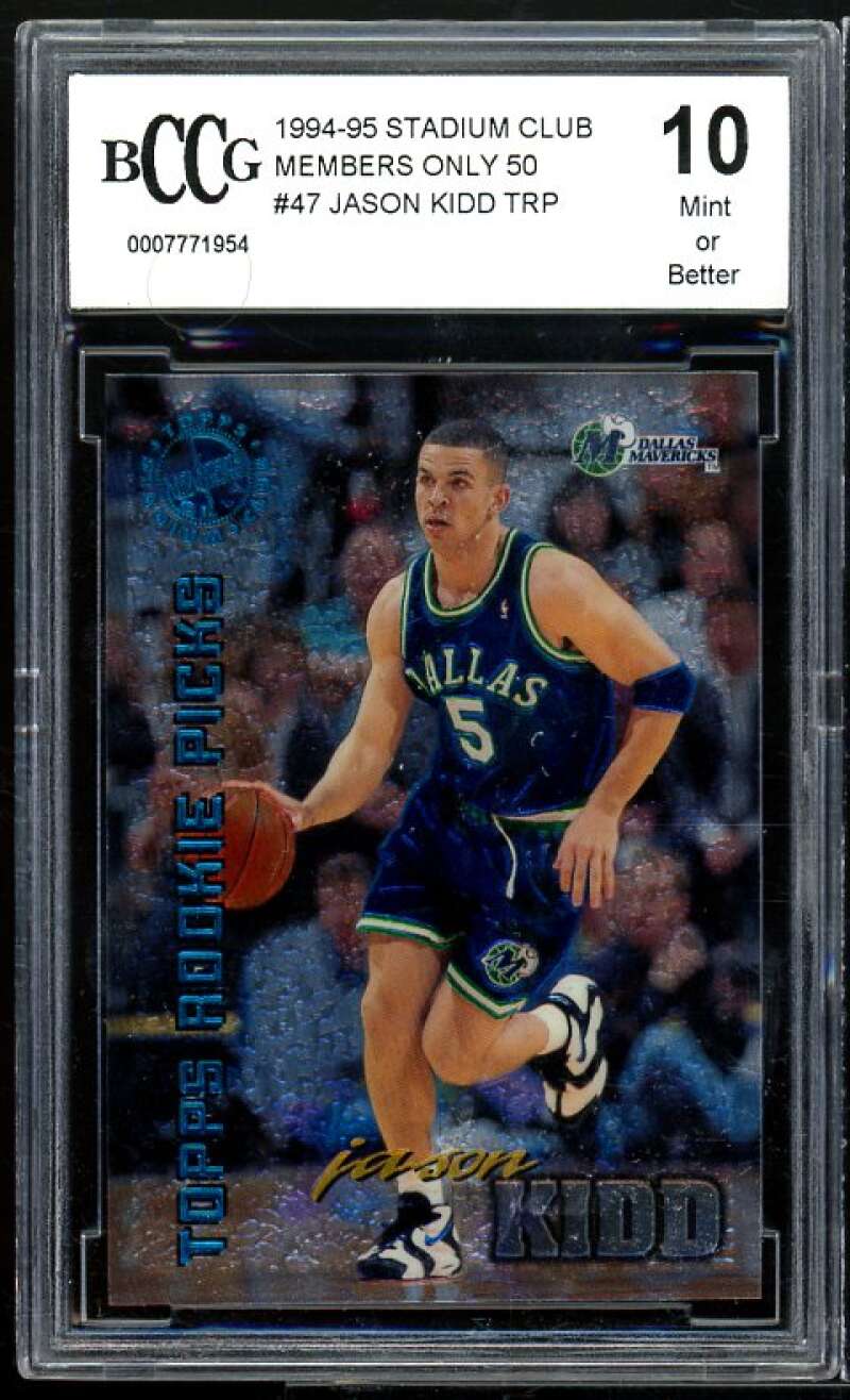 1994-95 Stadium Club Members Only 50 #47 Jason Kidd Rookie BGS BCCG 10 Mint+ Image 1