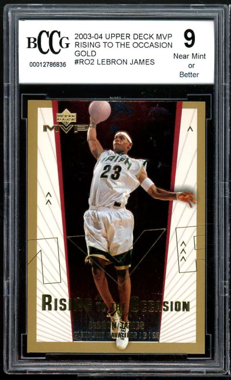 2003-04 UD MVP Rising to the Occasion Gold #2 LeBron James Rookie BGS BCCG 9 NM+ Image 1