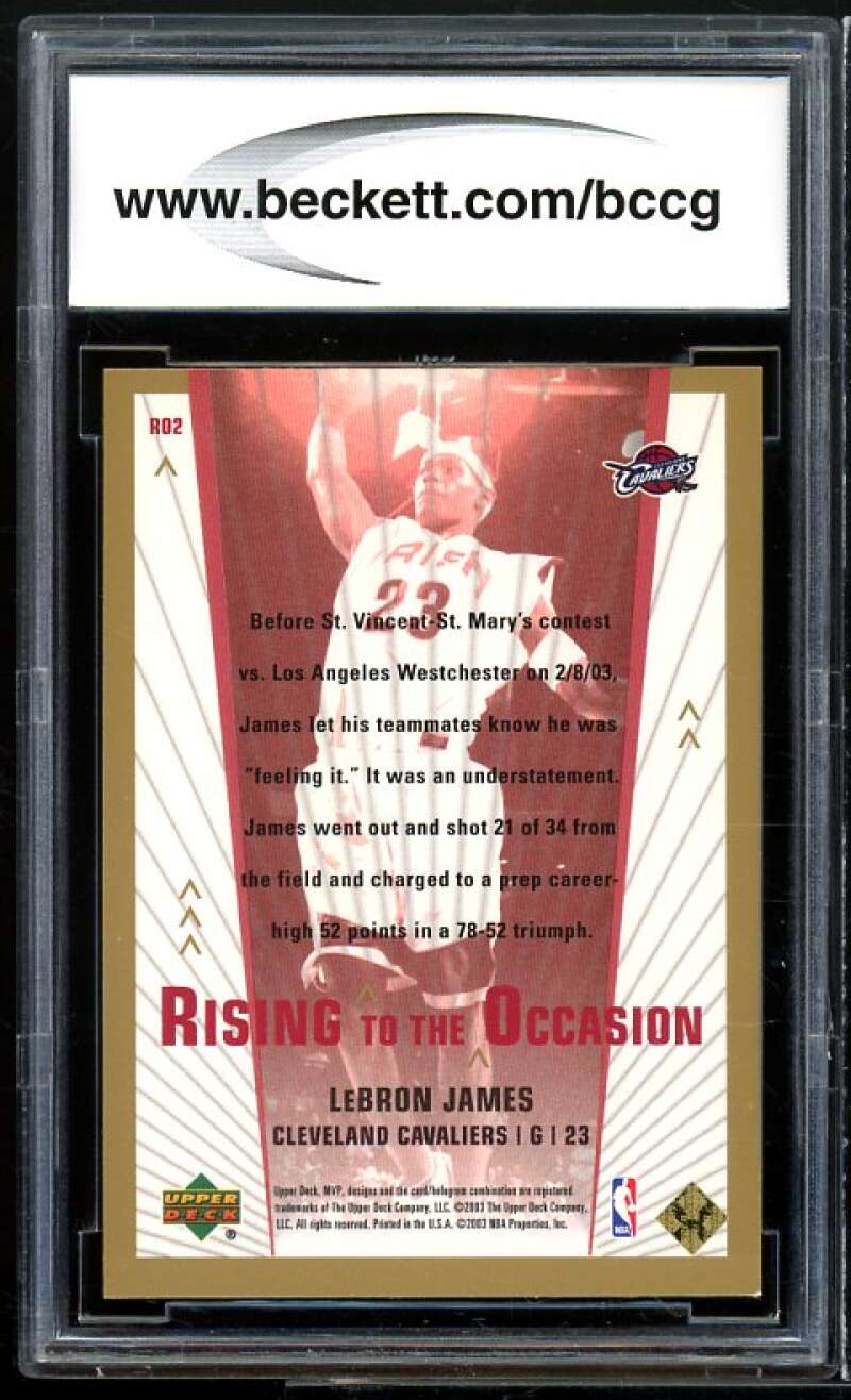 2003-04 UD MVP Rising to the Occasion Gold #2 LeBron James Rookie BGS BCCG 9 NM+ Image 2