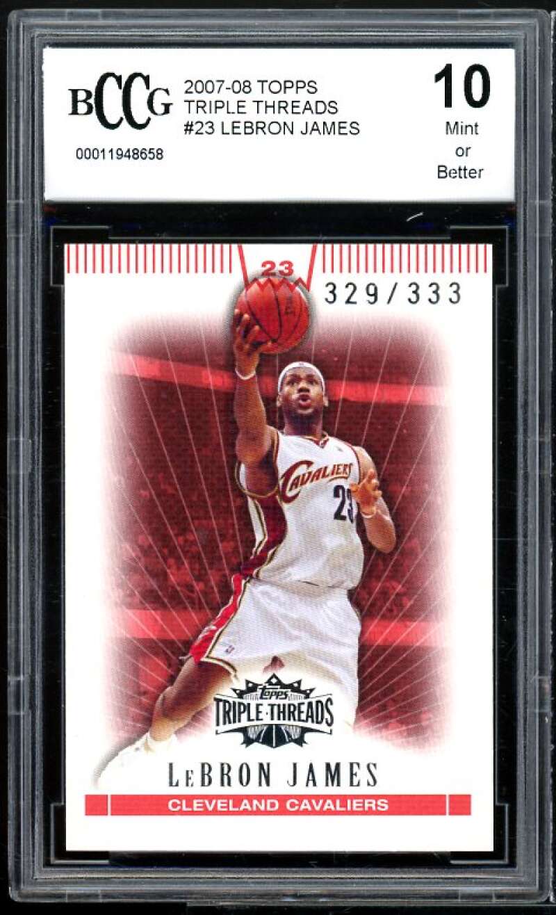 2007-08 Topps Triple Threads #23 LeBron James Card BGS BCCG 10 Mint+ Image 1