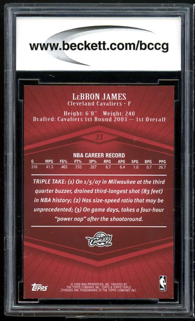 2007-08 Topps Triple Threads #23 LeBron James Card BGS BCCG 10 Mint+ Image 2