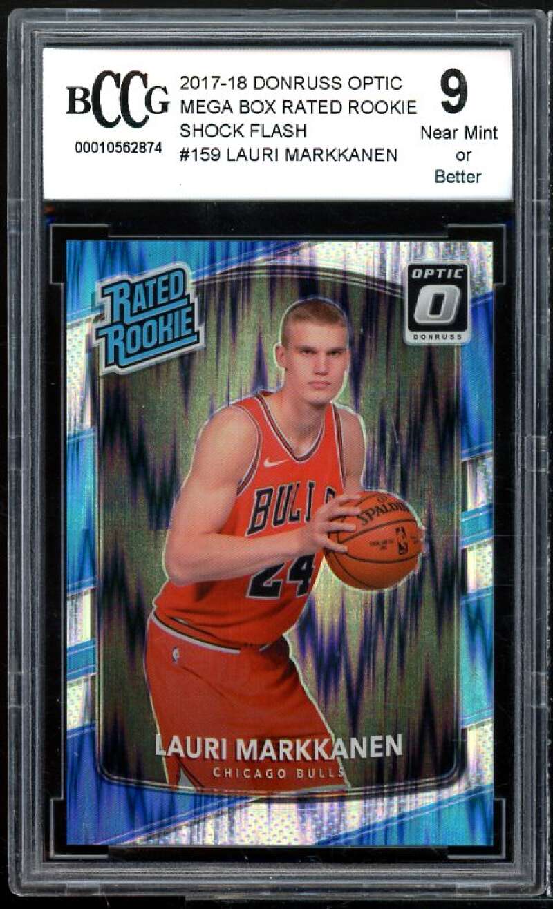 2017-18 Donruss Optic Mega Box Shock Flash 159 # Markkanen Rookie BGS BCCG 9 NM+ Image 1