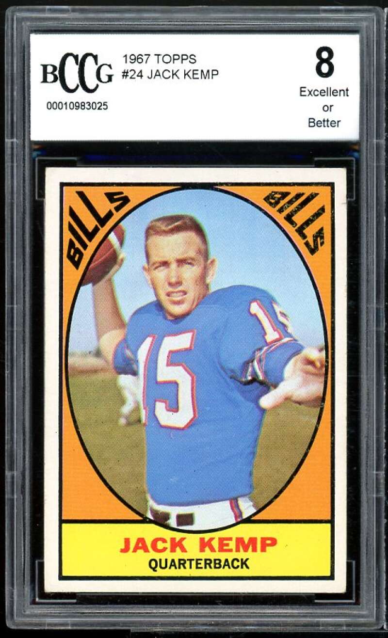 1967 Topps #24 Jack Kemp Card BGS BCCG 8 Excellent+ Image 1