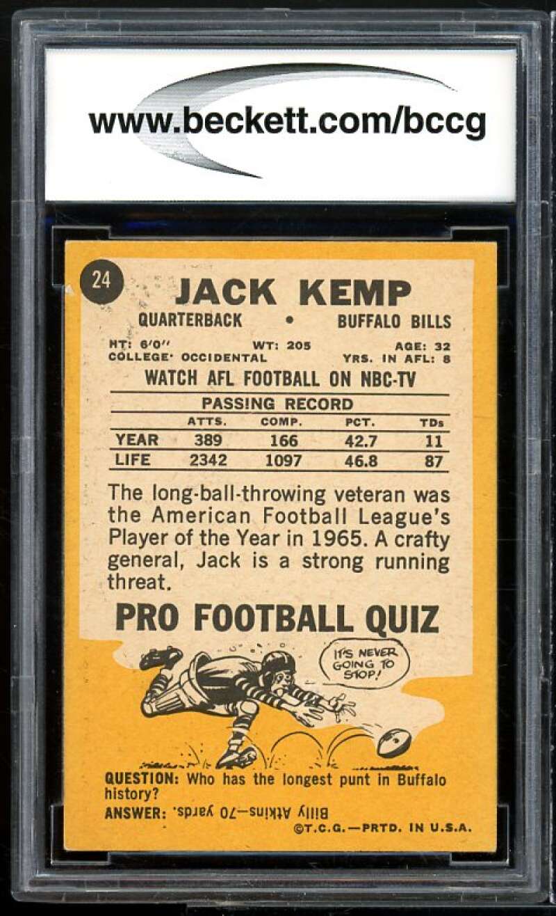 1967 Topps #24 Jack Kemp Card BGS BCCG 8 Excellent+ Image 2