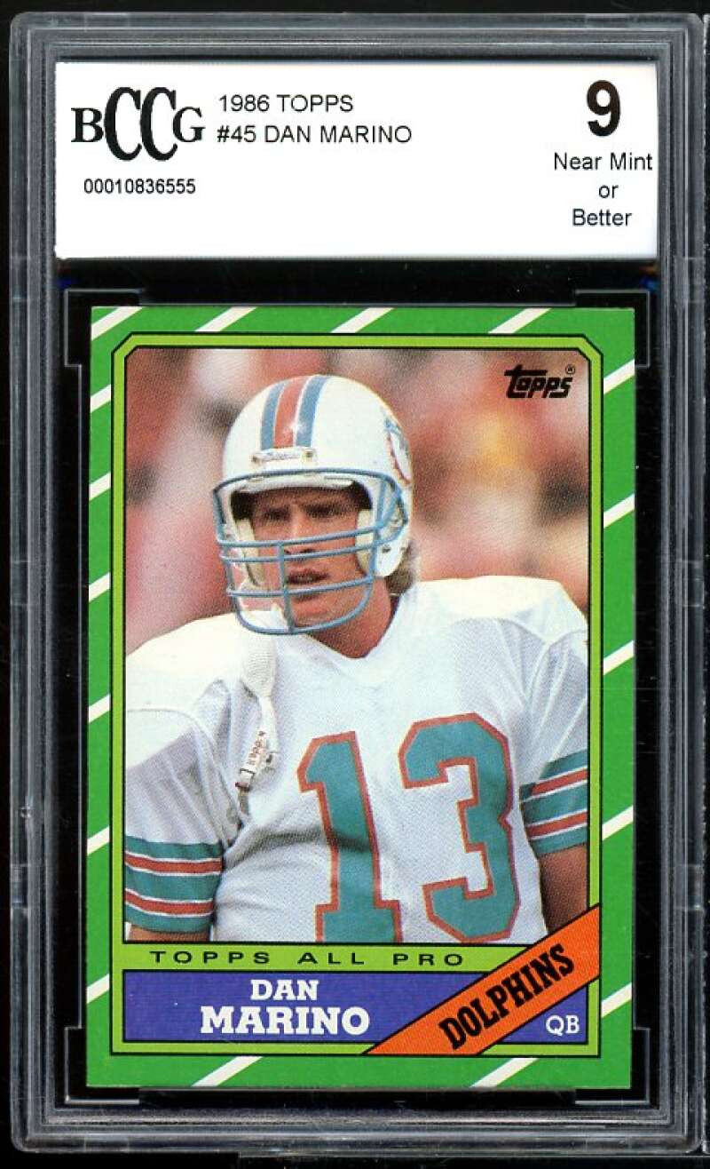 1986 Topps #45 Dan Marino Card BGS BCCG 9 Near Mint+ Image 1