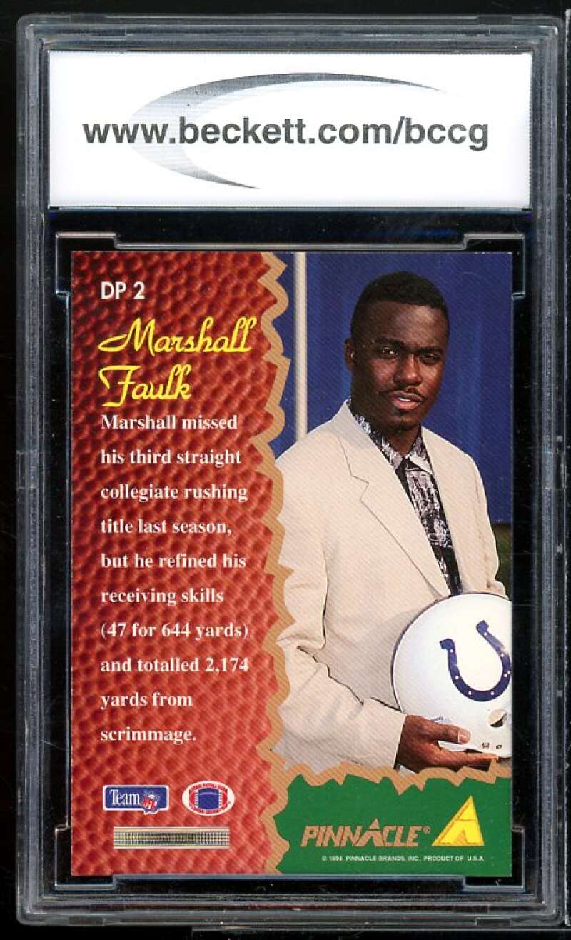 1994 Pinnacle Draft Pinnacle #DP2 Marshall Faulk Rookie Card BGS BCCG 10 Mint+ Image 2