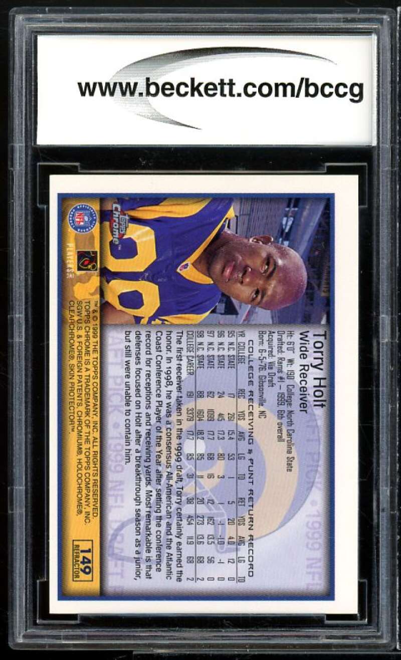 1999 Topps Chrome Refractors #149 Torry Holt Rookie Card BGS BCCG 9 Near Mint+ Image 2