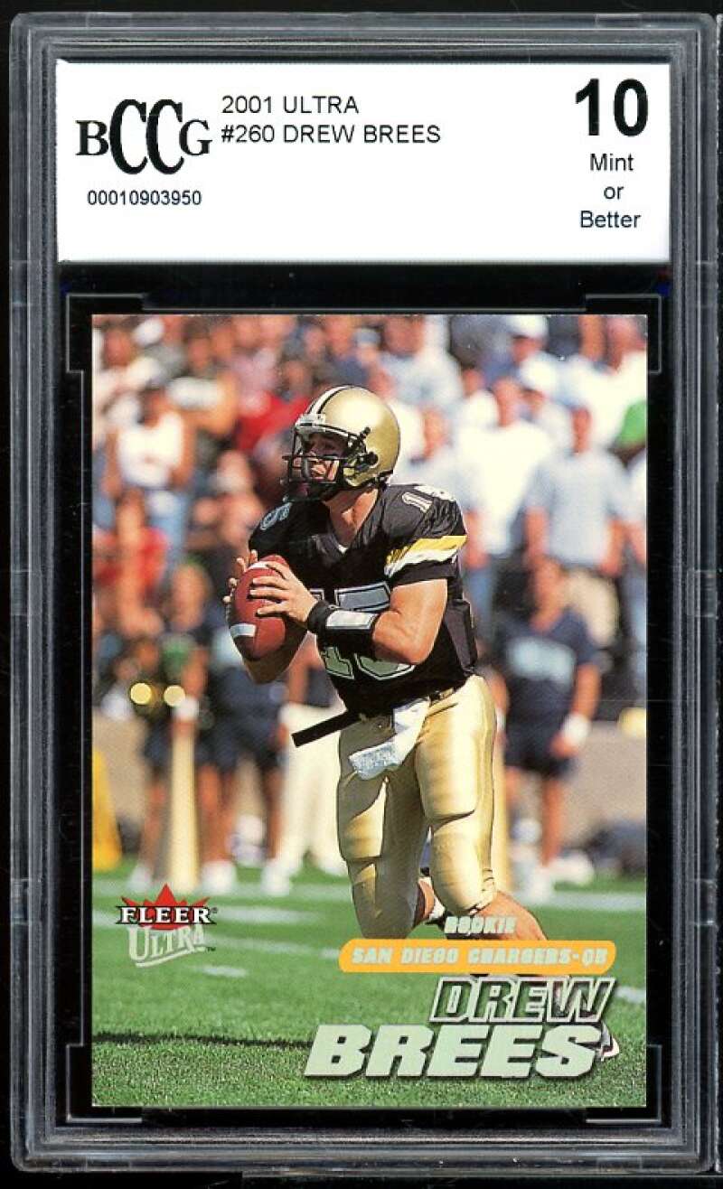 2001 Ultra #260 Drew Brees Rookie Card BGS BCCG 10 Mint+ Image 1