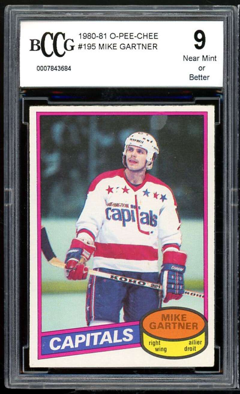 1980-81 O-Pee-Chee #195 Mike Gartner Card BGS BCCG 9 Near Mint+ Image 1