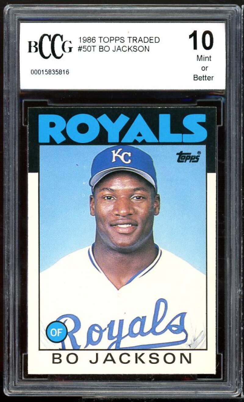 1986 Topps Traded #50T Bo Jackson Rookie Card BGS BCCG 10 Mint+ Image 1