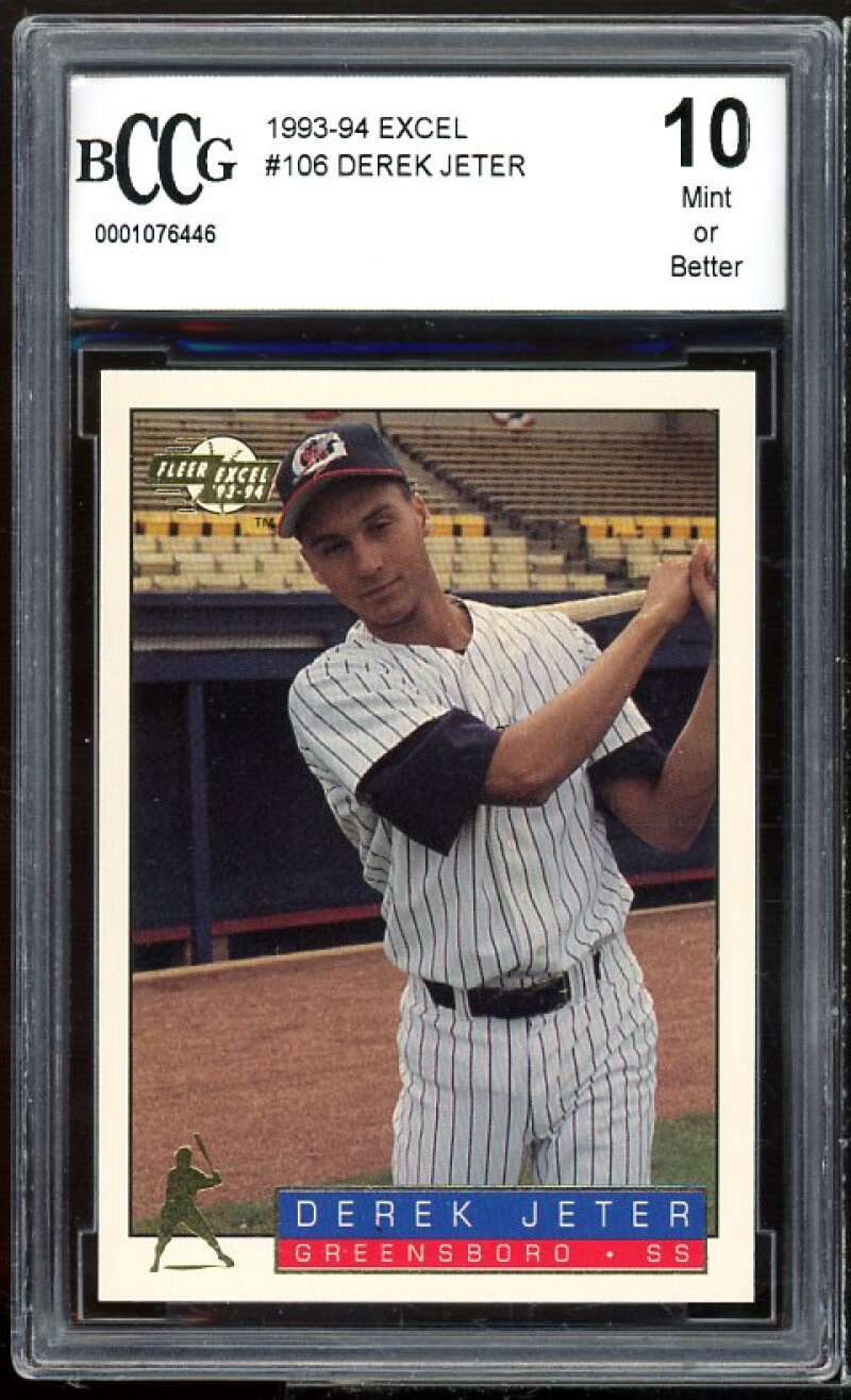 1993-94 Excel #106 Derek Jeter Rookie Card BGS BCCG 10 Mint+ Image 1