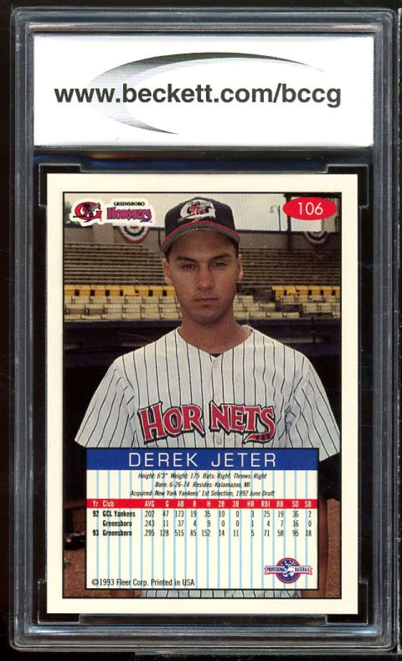 1993-94 Excel #106 Derek Jeter Rookie Card BGS BCCG 10 Mint+ Image 2