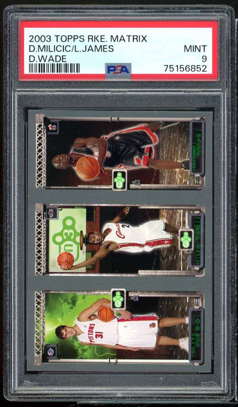 Dwayne Wade / Milicic / Lebron James Rookie Card 2003-04 Topps Matrix #111 PSA 9 Image 1