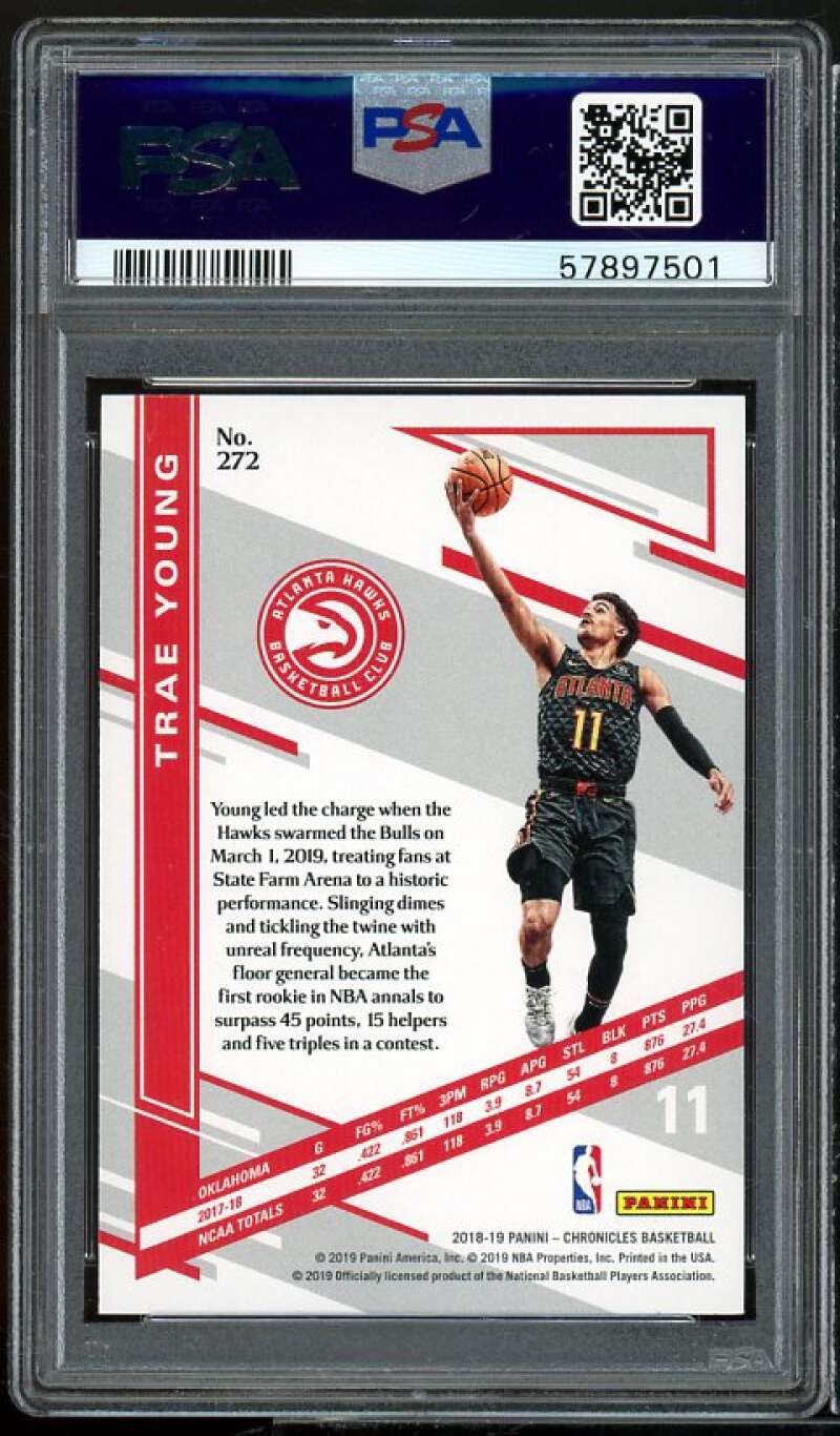 Trae Young Rookie Card 2018-19 Panini Chronicles #272 PSA 9 Image 2