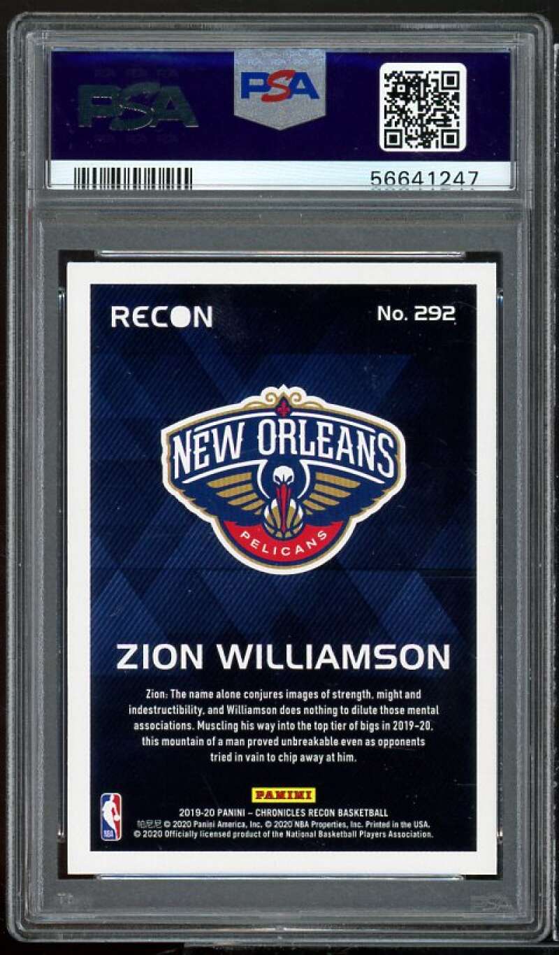 Zion Williamson Rookie Card 2019-20 Panini Chronicles #292 PSA 10 Image 2