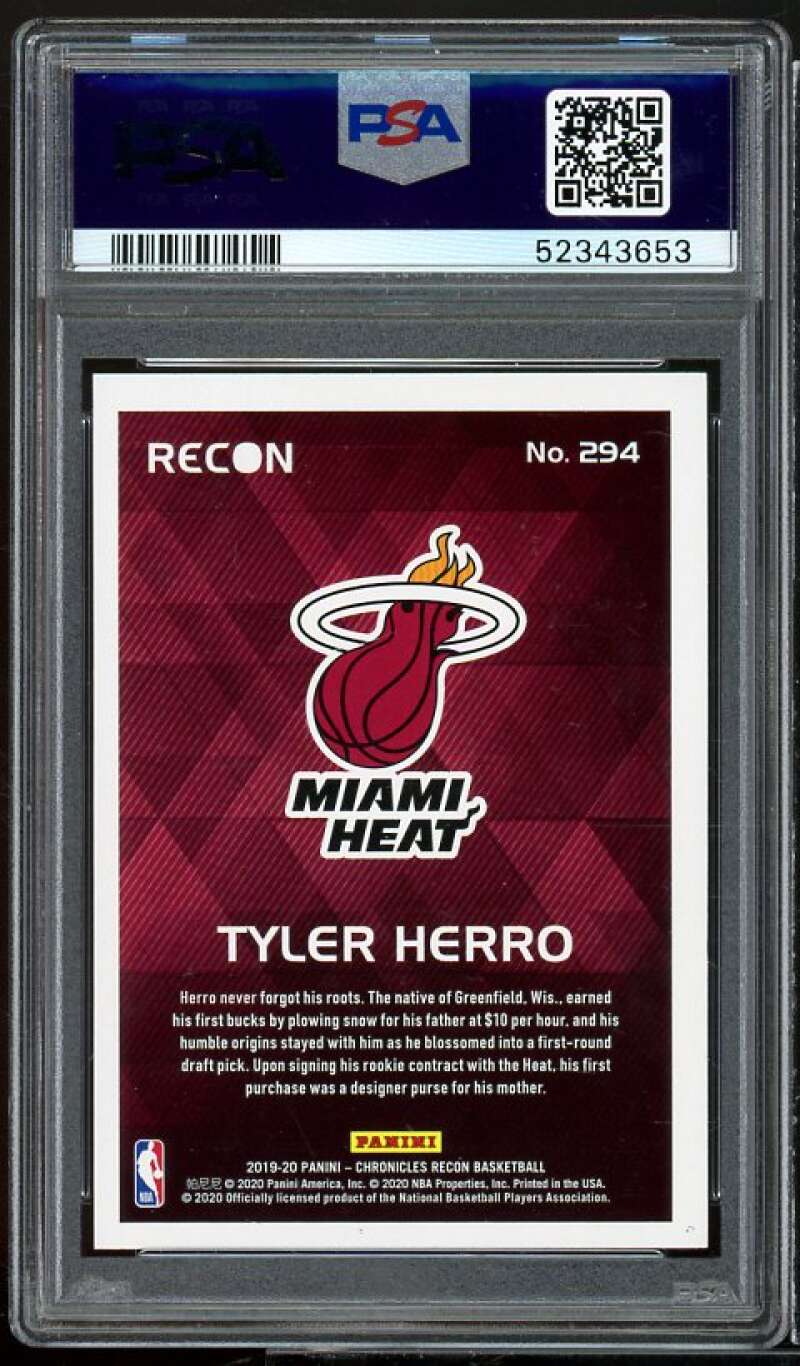 Tyler Herro Rookie Card 2019-20 Panini Chronicles #294 PSA 9 Image 2