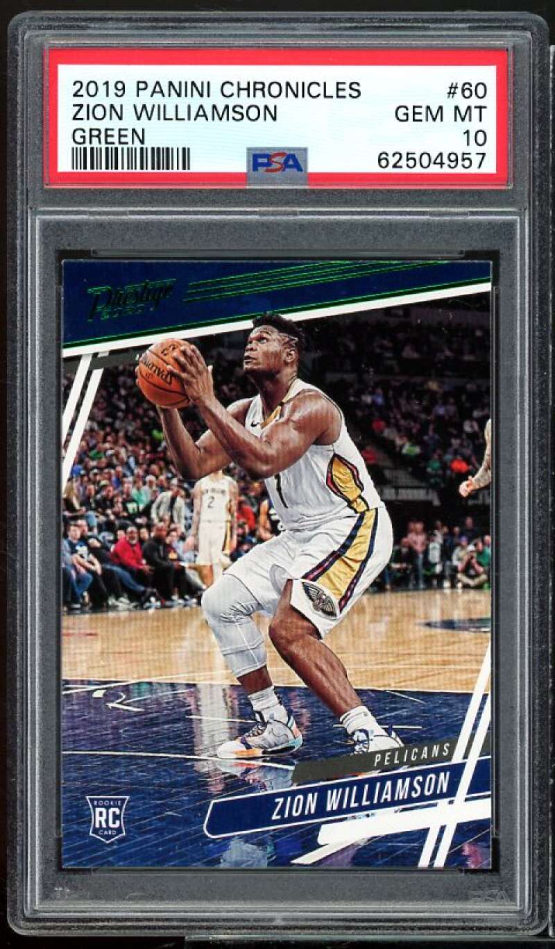 Zion Williamson Rookie Card 2019-20 Panini Chronicles Green #60 PSA 10 Image 1