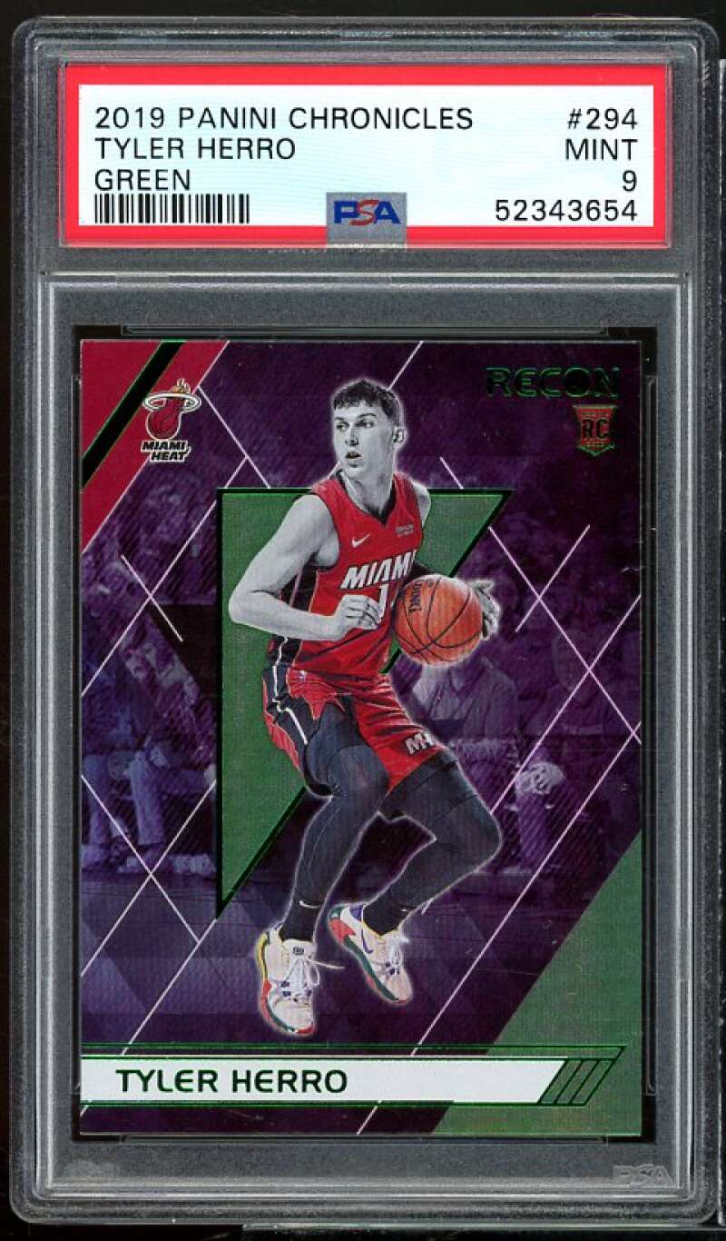 Tyler Herro Rookie Card 2019-20 Panini Chronicles Green #294 PSA 9 Image 1