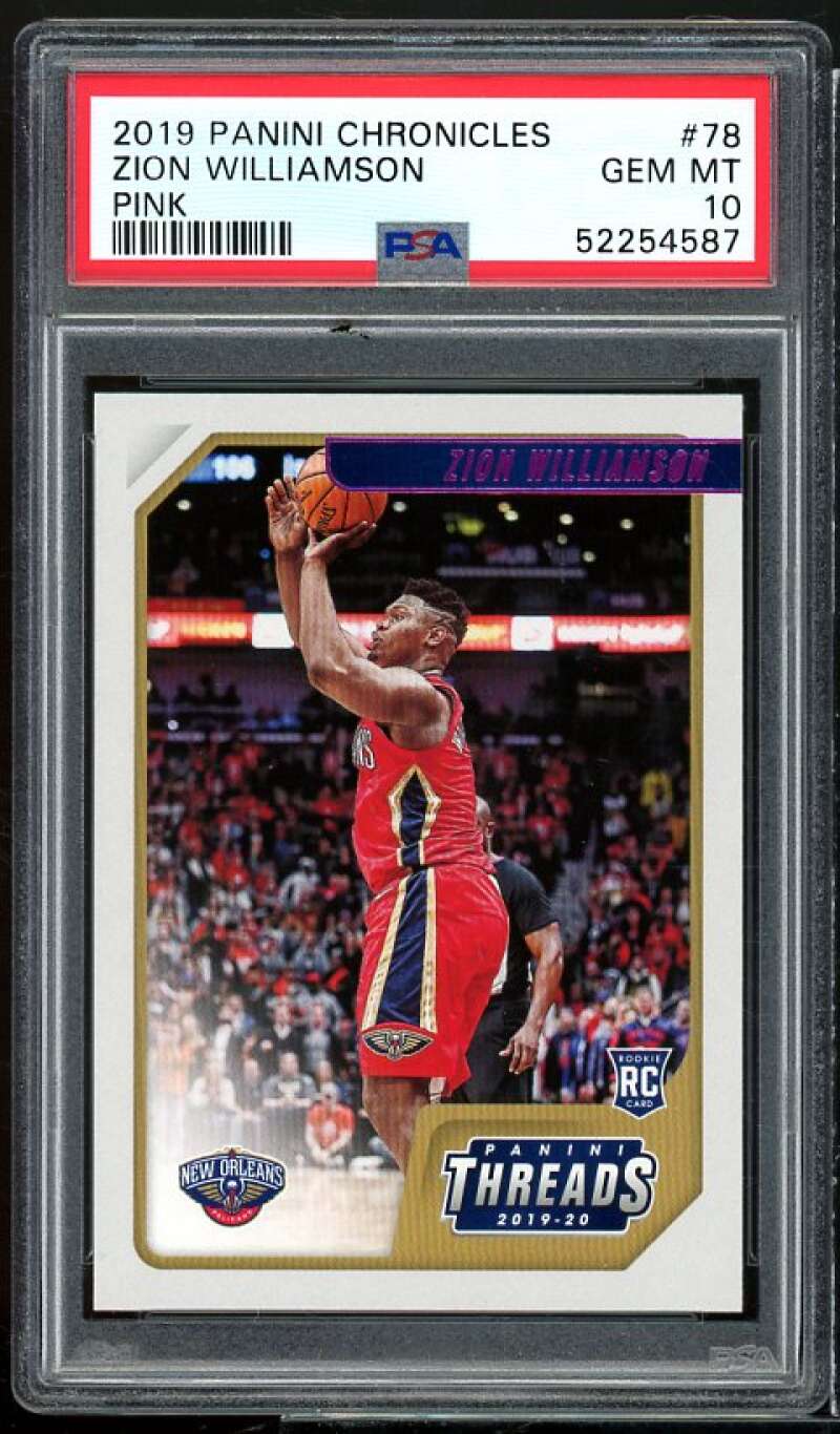 Zion Williamson Rookie Card 2019-20 Panini Chronicles Pink #78 PSA 10 Image 1