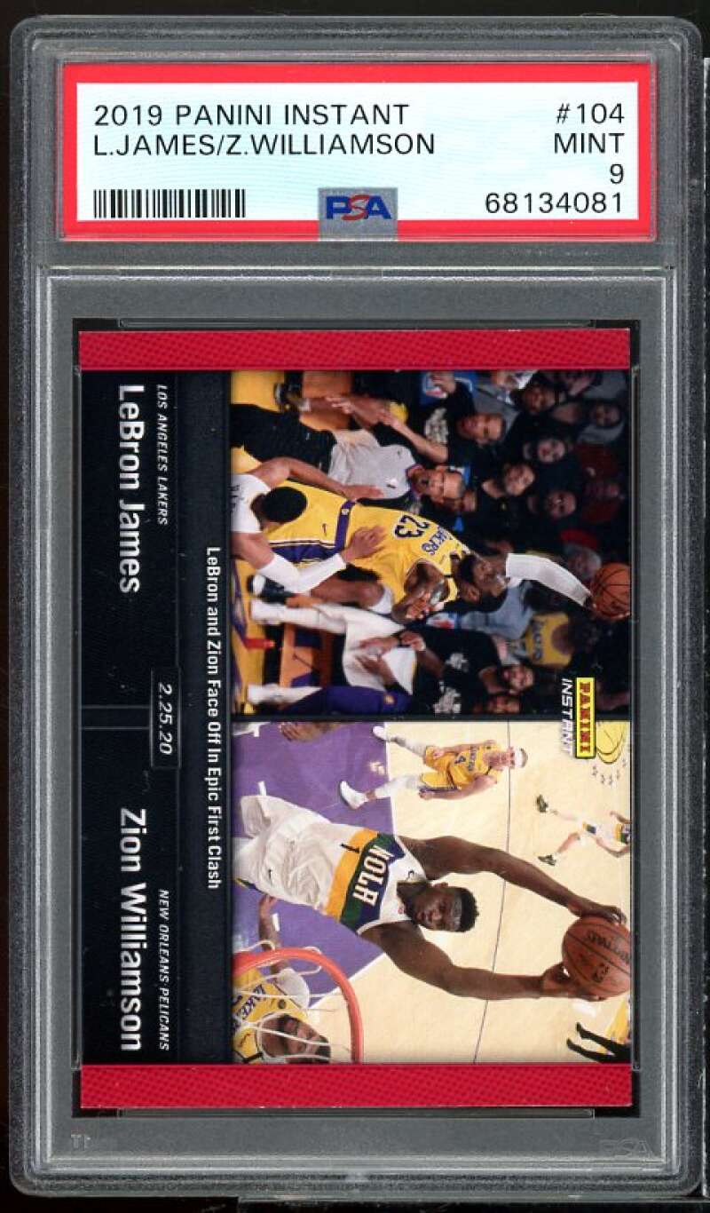 Zion Williamson Rookie Card w/ Lebron James 2019-20 Panini Instant #104 PSA 9 Image 1