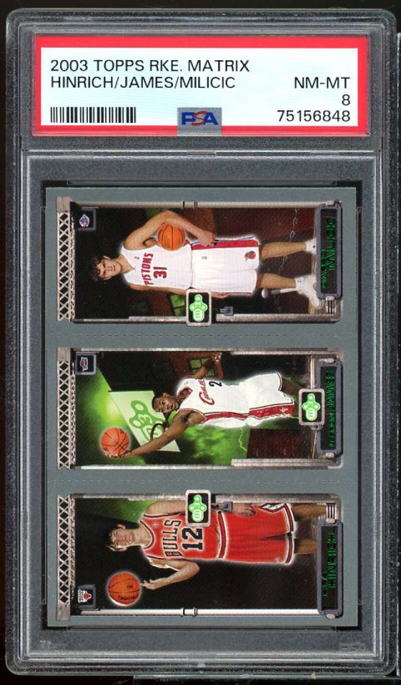 Hinrick /Milicic/ Lebron James Rookie Card 2003-04 Topps Matrix #111 PSA 8 Image 1