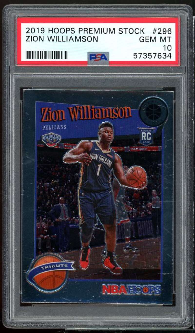 Zion Williamson Rookie Card 2019-20 Hoops Premium Stock #296 PSA 10 Image 1