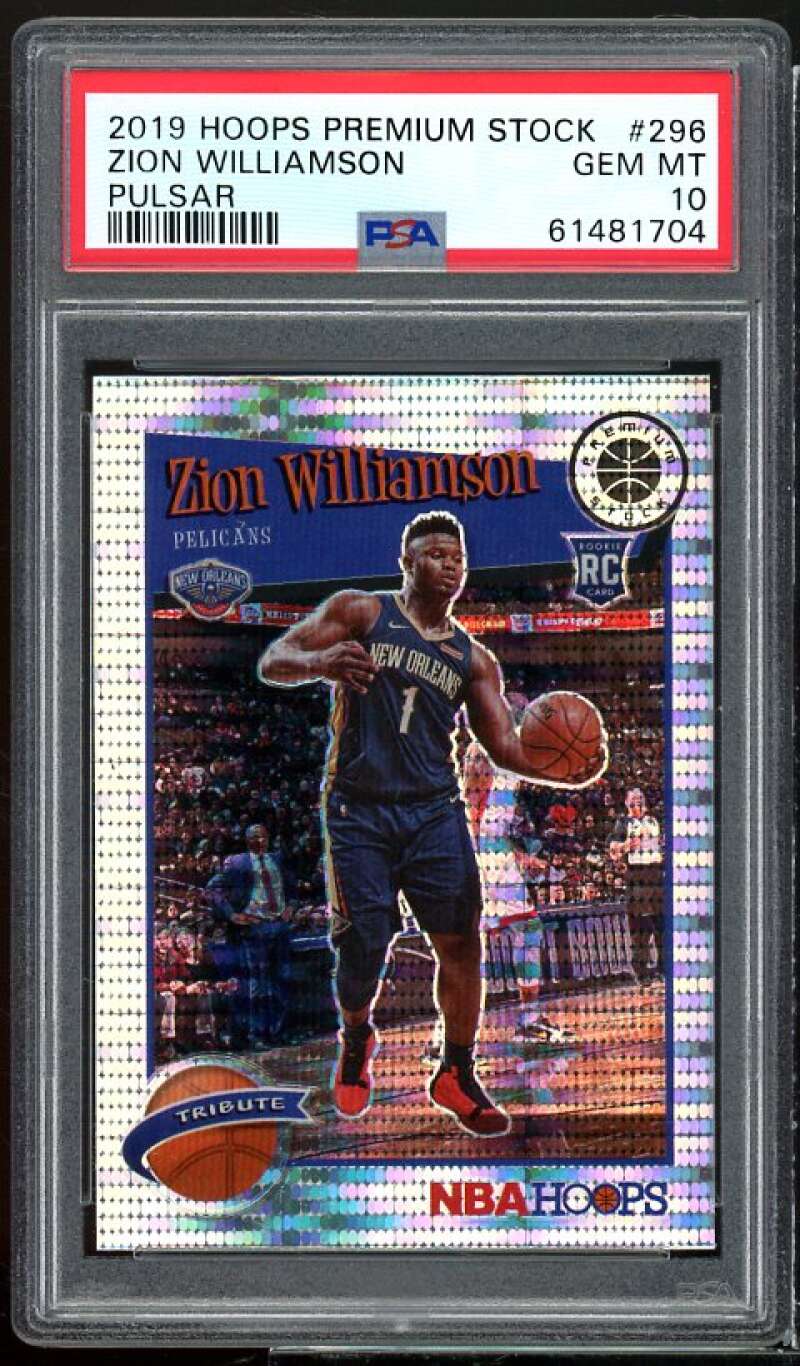 Zion Williamson Rookie Card 2019-20 Hoops Premium Stock Pulsar #296 PSA 10 Image 1